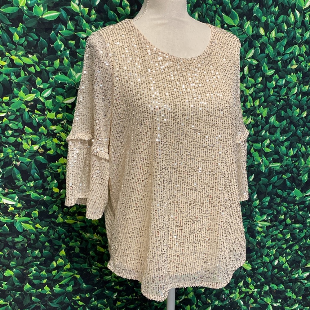 LC Lauren Conrad Sequin Blouse Sz M